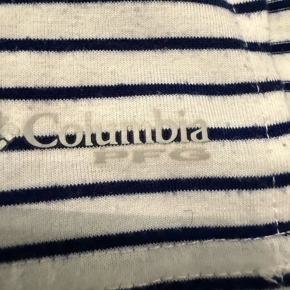 Columbia‎ Navy and White Striped Hoodie Omni-wick medium - Picture 3 of 9